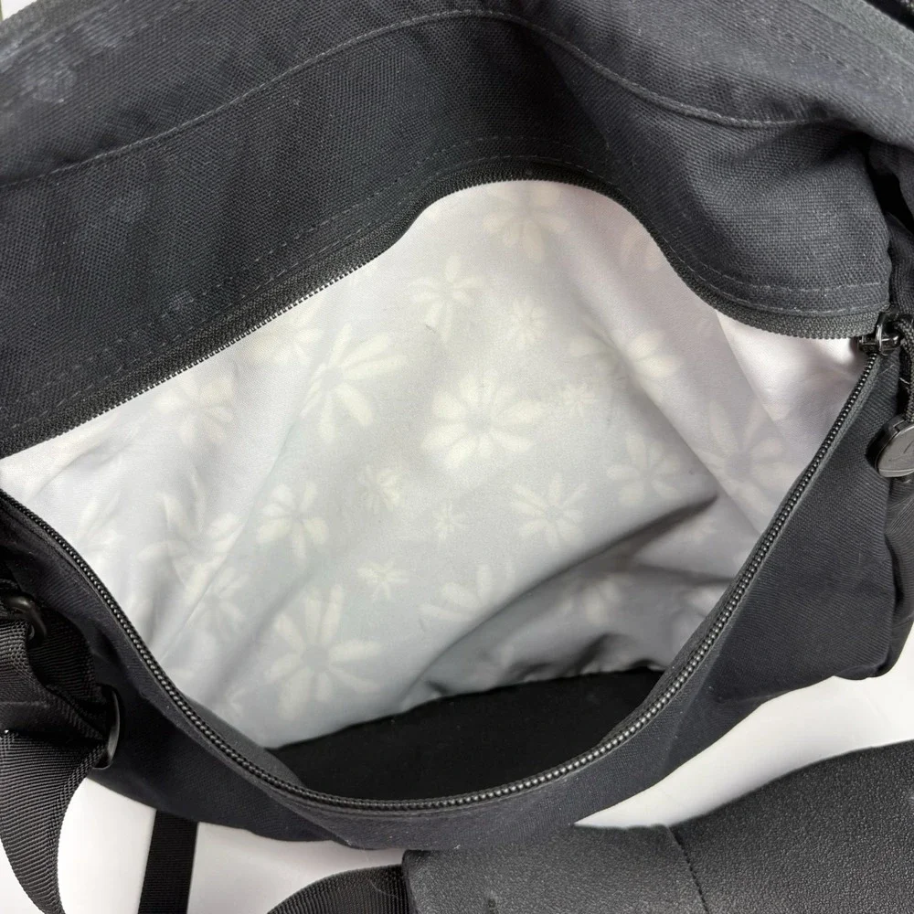 Overland Equipment Messenger Bag Black Floral Canvas Made In Chico USA